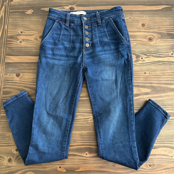 Pilcro and the Letterpress Womens Blue Jeans Size 25 Skinny Denim Pants Button - Picture 1 of 10